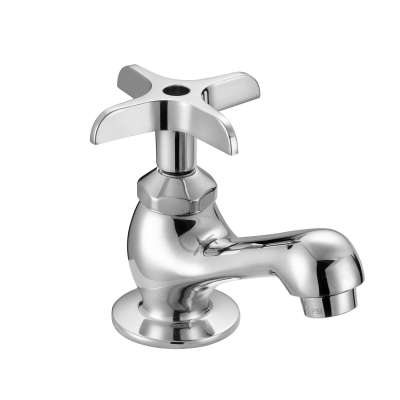 Brass single handle basin faucet with metal knob handles compression cartridge